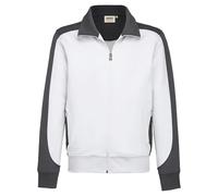 HAKRO 477 Comfort Fit Sweatjacke weiss/anthrazit, Zweifarbig