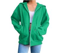 Sweatjacke Damen,Damen Kapuzenpullover Hoodie Sweatshirt mit Kapuze Kapuzenjacke mit Reißverschluss Outdoor Fitness Training Jogging Sport Style,Old Money Aesthetic Clothes,Gras Grün,S