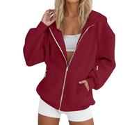 Sweatjacke Damen Full Zip Übergangsjacke mit Taschen Elegant Einfarbig Kapuzenpullover Leicht Baumwoll Hoodie Mädchen Sweatshirt College Jacke mit Kapuze Sportjacke Halloween/Weihnachten/Geschenke