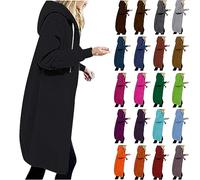 Sweatjacke Damen mit Kapuze Lang Kapuzenjacke Oversize Übergangsjacke Herbst Winter Kapuzenpullover Elegant Hoodie ReißVerschluss Kapuzenmantel Einfarbig Sweatshirt Jacke Tops Outwear Kapuzenpulli