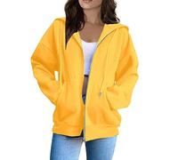 Sweatjacke Damen mit Kapuze Oversize Sweatshirt Jacke Zipper Hoodie Y2K Kapuzenjacke Langarm Sweatshirt Sport Style Casual Kapuzenpullover mit Reißverschluss