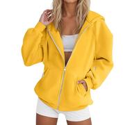 Sweatjacke Damen mit Kapuze Oversize Sweatshirtjacke Dünne Sportjacken Hoodie mit Reißverschluss Ausgefallene Langarm Sweat Jacke Zip Jacken Kapuzenjacke Sweatshirt Halloween/Weihnachten/Geschenke
