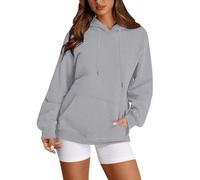 Sweatjacke Damen Pullover für Damen Sweatjacke Übergroßer Lange Ärmel, Winter Herbst Outfit Modisch Y2K Kleidung Einfarbiges Sweatshirt 3XL Gray