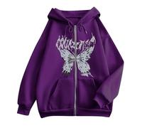 Sweatjacke Damen Y2K Hoodie Clothes Aesthetic Stuff Men Vintage Hosen Teenager Mädchen Baggy Kleidung Klamotten Jacke Oversized Hoodies Zipper Zip Up 2000S Pullover Kawaii Top Coole Für L 1