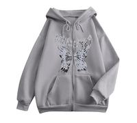 Sweatjacke Damen Y2K Hoodie Kawaii Clothes Men 2000S Oversize Klamotten Teenager Mädchen Kleidung Top Hoodies Zipper Pulli Streetwear Baggy Vintage Mit Kapuze Aesthetic Stuff Oversized XXL