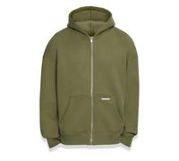 Sweatjacke DROPSIZE "Dropsize Herren Bazix Republiq Super Heavy Rib Zipper", Herren, Gr. L, olive, 80% Baumwolle, 20% Polyester, unifarben, Sweatjacken Sweatjacke (59677000-L)