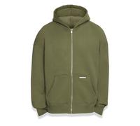 Kapuzenpullover DROPSIZE "Dropsize Herren Bazix Republiq Super Heavy Rib Zipper", Herren, Gr. M, olive, 80% Baumwolle, 20% Polyester, unifarben, oversize, ohne Ausschnitt, Pullover Kapuzenpullover (59