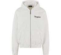 Sweatjacke DROPSIZE "Dropsize Herren Super Heavy Oversize Blank Zip Hoodie", Herren, Gr. XXL, weiß (washedweiß), 70% Baumwolle, 30% Polyester, Rundhals, Sweatjacken Sweatjacke (41076562-XXL) washedwei