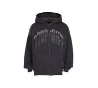 Sweatjacke DROPSIZE "Dropsize LAYERED RHINESTONE PRINT ZIP HOODIE", Herren, Gr. M, acid schwarz washed, 70% Baumwolle, 30% Polyester, Rundhals, Sweatjacken Sweatjacke (85427326-M) acid schwarz washed