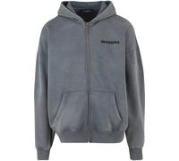 Sweatjacke DROPSIZE "Dropsize SUPER HEAVY OVERSIZE LOGO ZIP HOODIE", Herren, Gr. M, grau (acid washed grau), 70% Baumwolle, 30% Polyester, Rundhals, Sweatjacken Sweatjacke (24139138-M) acid washed gra