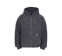 Sweatjacke DROPSIZE "Dropsize WAVY TEDDY ZIP HOODIE", Herren, Gr. S, grau (steel grau), 100% Polyester, unifarben, Rundhals, Sweatjacken Sweatjacke (28906003-S) steel grau