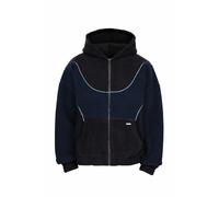 Sweatjacke DROPSIZE "Dropsize WAVY TEDDY ZIP HOODIE", Herren, Gr. XS, blau (anthra, schwarz), 100% Polyester, unifarben, Rundhals, Sweatjacken Sweatjacke (39962847-XS) anthra, schwarz