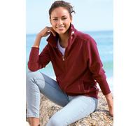 Sweatjacke ELBSAND "Alvis", Damen, Gr. M (38), weinrot, angeraute Sweatware, Obermaterial: 95% Baumwolle, 5% Elasthan, unifarben, figurumspielend hüftlang, Sweatjacken Sweatjacke (44051061-M) weinrot