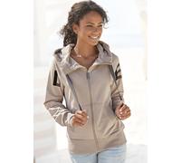 Sweatjacke ELBSAND "Kekoa", Damen, Gr. XXL (44), beige (sand), Sweatware, Obermaterial: 95% Baumwolle, 5% Elasthan, unifarben, figurumspielend hüftlang, extrabreites Bündchen, Sweatjacken Sweatjacke,