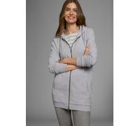 Sweatjacke FLASHLIGHTS, Damen, Gr. 36/38, grau (hellgrau, meliert), Interlock, Obermaterial: 90% Baumwolle, 5% Elasthan, 5% Viskose. Kapuzenfutter: 95% Baumwolle, 5% Viskose, unifarben, Basic, lässig