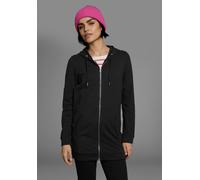 Sweatjacke FLASHLIGHTS, Damen, Gr. 40/42, schwarz, Interlock, Obermaterial: 95% Baumwolle, 5% Elasthan. Kapuzenfutter: 100% Baumwolle, unifarben, Basic, lässig geschnitten Po-bedeckend, Sweatjacken Sw