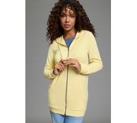 Sweatjacke FLASHLIGHTS, Damen, Gr. 48/50, hellgelb, Interlock, Obermaterial: 95% Baumwolle, 5% Elasthan. Kapuzenfutter: 100% Baumwolle, unifarben, Basic, lässig geschnitten Po-bedeckend, Sweatjacken S