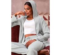 Sweatjacke FRENCH CONNECTION, Damen, Gr. 36/38, grau (hellgrau), Rippware, Obermaterial: 81% Polyester, 15% Viskose, 4% Elasthan, meliert, casual, bequem hüftlang, Langarm normaler Saum, Sweatjacken,