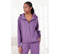 Sweatjacke FRENCH CONNECTION Gr. 40/42, lila, Damen, Obermaterial: 55% Viskose (LENZING ECOVERO), 40% Polyester, 5% Elasthan. Taschenfutter: 100% Polyester, unifarben, Sweatjacken, mit seitlichen Reiß