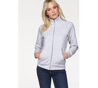 Sweatjacke FRUIT OF THE LOOM "Lady-Fit Premium Sweat Jacket", Damen, Gr. XL (42), grau (hellgrau, meliert), angeraute Sweatware, Obermaterial: 70% Baumwolle, 30% Polyester, meliert, Basic, figurbetont