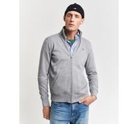 Sweatjacke GANT "REG SHIELD FULL ZIP SWEAT", Herren, Gr. S, grau (grau melange), Sweatware, Obermaterial: 87% Baumwolle, 13% Polyester, regular fit hüftlang, hoch geschlossener Ausschnitt, elastischer