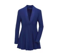 Sweatjacke GOLDNER "Kurzgröße Leichte Shirtjacke lila mit Stretch", Damen, Gr. 19, blau (royalblau), Obermaterial: 95% Polyester PES. 5% Elasthan EL., festlich, normal, Tubular, Sweatjacken Sweatjacke