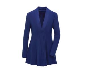 Sweatjacke GOLDNER "Kurzgröße Leichte Shirtjacke lila mit Stretch", Damen, Gr. 19, blau (royalblau), Obermaterial: 95% Polyester PES. 5% Elasthan EL., festlich, normal, eng Tubular, Sweatjacken Sweatj
