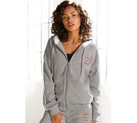 Sweatjacke H.I.S "-Loungejacke" Gr. 40/42, grau (hellgrau) Damen Sweatjacken (19715149-40) hellgrau