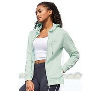 Sweatjacke H.I.S, Damen, Gr. 48/50, grün (hellmint), Interlock, Obermaterial: 60% Baumwolle, 40% Polyester, unifarben, Basic, Basic hüftlang, Bündchen, Sweatjacken Sweatjacke, mit Piping an den Ärmeln