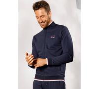 Sweatjacke H.I.S, Herren, Gr. 60/62 (XXL), blau (navy), Sweatware, Obermaterial: 60% Baumwolle, 40% Polyester, unifarben, Basic, hüftbedeckend, Rundhals, Rippbündchen, Sweatjacken Zip-Hoodie, Stehkrag