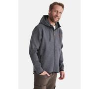 Sweatjacke HERO BY JOHN MEDOOX "SAMUEL Sweatjacke mit Kapuze", Herren, Gr. M, beige (grau stone meliert), angeraute Sweatware, 60% Polyester, 35% Viskose, 5% Elasthan, regular fit, ohne Ausschnitt, Sw