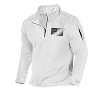 Sweatjacke Herren Oktoberfest Hemd Herren Trachtenhemden FüR Herren MäNner Usa Flagge Gedruckt T-Shirt Stehkragen Langen ÄRmeln Shirt Mit ReißVerschluss Herbst Herren Hoody Mit Kapuze (Weiß, L)