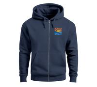 Sweatjacke Herren Zip Hoodie Pullover Kapuze Logo Print Sommer Sonne Welle Strand Meer Fashion Streetstyle - Sun Wave Batch navy 4XL