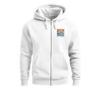Sweatjacke Herren Zip Hoodie Pullover Kapuze Logo Print Sommer Sonne Welle Strand Meer Fashion Streetstyle - Sun Wave Batch weiß L