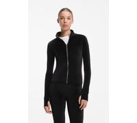 Sweatjacke HUGO "Dygym", Damen, Gr. XL, schwarz 001, Samt, Obermaterial: 95% Polyester, 5% Elasthan, unifarben, slim fit hüftlang, hoch geschlossener Ausschnitt, mit Daumenlöchern, Sweatjacken Sweatja