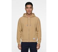 Sweatjacke HUGO "Nuwahood", Herren, Gr. M, beige (medium beige269), Sweatware, Obermaterial: 87% Baumwolle, 13% Polyamid, unifarben, loose fit hüftbedeckend, Rundhals, Bündchen, Sweatjacken Sweatjacke