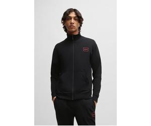 Sweatjacke HUGO UNDERWEAR "Laze Zip Jacket", Herren, Gr. M, schwarz (schwarz 001), Single Jersey, Obermaterial: 95% Baumwolle, 5% Elasthan, unifarben, regular fit, hoch geschlossener Ausschnitt, einge