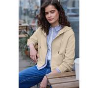 Sweatjacke STREET ONE STUDIO, Damen, Gr. 46, stone sand, Sweatware, 48% Polyester, 45% Modal, 7% Elasthan, unifarben, normal normal, ohne Ausschnitt, Bündchen, Sweatjacken Sweatjacke, mit Kapuze (5701