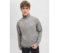 Sweatjacke JACK & JONES "JCOCNZ STRUCTURE FULL ZIP SN", Herren, Gr. XXL, grau (gray flannel), angeraute Sweatware, Obermaterial: 95% Polyester, 5% Elasthan, unifarben, regular fit, hoch geschlossener