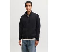Sweatjacke JACK & JONES "JJEBRADLEY SWEAT ZIP HN NOOS", Herren, Gr. M, schwarz, angeraute Sweatware, Obermaterial: 65% Polyester, 35% Baumwolle, unifarben, regular fit normal, ohne Ausschnitt, Rippbün