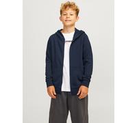 Sweatjacke JACK & JONES JUNIOR "JJEBRADLEY kombinierbar, mit Kapuze, pflegeleicht", Jungen, Gr. 176, blau (navy blazer), angeraute Sweatware, Obermaterial: 61% Polyester, 39% Baumwolle, unifarben, Bas
