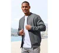 Sweatjacke JOHN DEVIN "aus Struktur-Qualität, relaxed fit", Herren, Gr. 3XL (64/66), grau, Obermaterial: 83% Baumwolle, 16% Polyester, 1% Elasthan, unifarben, relaxed fit, Rundhals, Rippbündchen, Swea