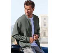 Sweatjacke JOHN DEVIN "aus Struktur-Qualität", Herren, Gr. L (52/54), salbei, Obermaterial: 83% Baumwolle, 16% Polyester, 1% Elasthan, unifarben, relaxed fit, Rundhals, Rippbündchen, Sweatjacken Sweat
