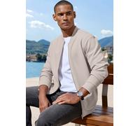 Sweatjacke JOHN DEVIN "aus Struktur-Qualität", Herren, Gr. M (48/50), creme, Obermaterial: 83% Baumwolle, 16% Polyester, 1% Elasthan, unifarben, relaxed fit, Rundhals, Rippbündchen, Sweatjacken Sweatj