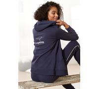 Sweatjacke KANGAROOS, Damen, Gr. 40/42, blau (marine), Interlock, Obermaterial: 60% Baumwolle, 40% Polyester, unifarben, Basic, angesetztes Bündchen, Sweatjacken Sweatjacke, mit großem Logodruck auf d