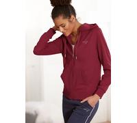 Sweatjacke KANGAROOS, Damen, Gr. 56/58, rot, Interlock, Obermaterial: 60% Baumwolle, 40% Polyester, unifarben, Basic, angesetztes Bündchen, Sweatjacken Sweatjacke, mit großem Logodruck auf dem Rücken,
