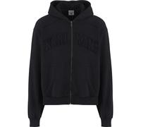 Sweatjacke KARL KANI "Karl Kani College Heavy Crop Zip Hoodie", Herren, Gr. XS, schwarz, 65% Baumwolle, 35% Polyester, Rundhals, Sweatjacken Sweatjacke (61959519-XS) schwarz