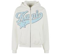 Sweatjacke KARL KANI "Karl Kani Karl Kani Kani Star Logo Os Full Zip Hoodie", Herren, Gr. S, weiß (sanftes weiß, lightblau), 80% Baumwolle, 20% Polyester, Sweatjacken Sweatjacke (59530904-S) sanftes w