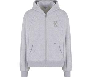 Sweatjacke KARL KANI "Karl Kani KK Boxy Full Zip Hoodie", Herren, Gr. S, grau, 70% Baumwolle, 30% Polyester, Sweatjacken Sweatjacke (76121167-S) grau