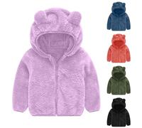 Sweatjacke Kleinkind Plüsch Teddyfell Jacke mit Kapuze Reißverschluss Süße Fuzzy Teddy Fleece Sweatshirts Cardigan Strickjacke Weicher Kuschelig Übergangsjacke (Purple, 18-24 Months)